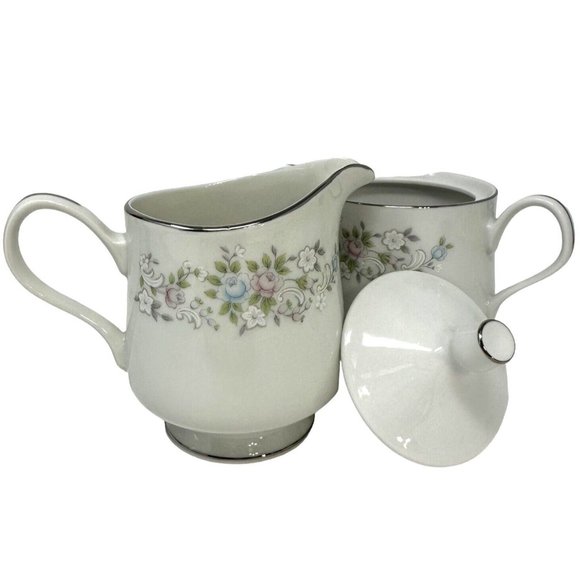 Carlion Fine China Creamer And Sugar Bowl with Lid Set Corsage #481 Japan Floral - Picture 6 of 14